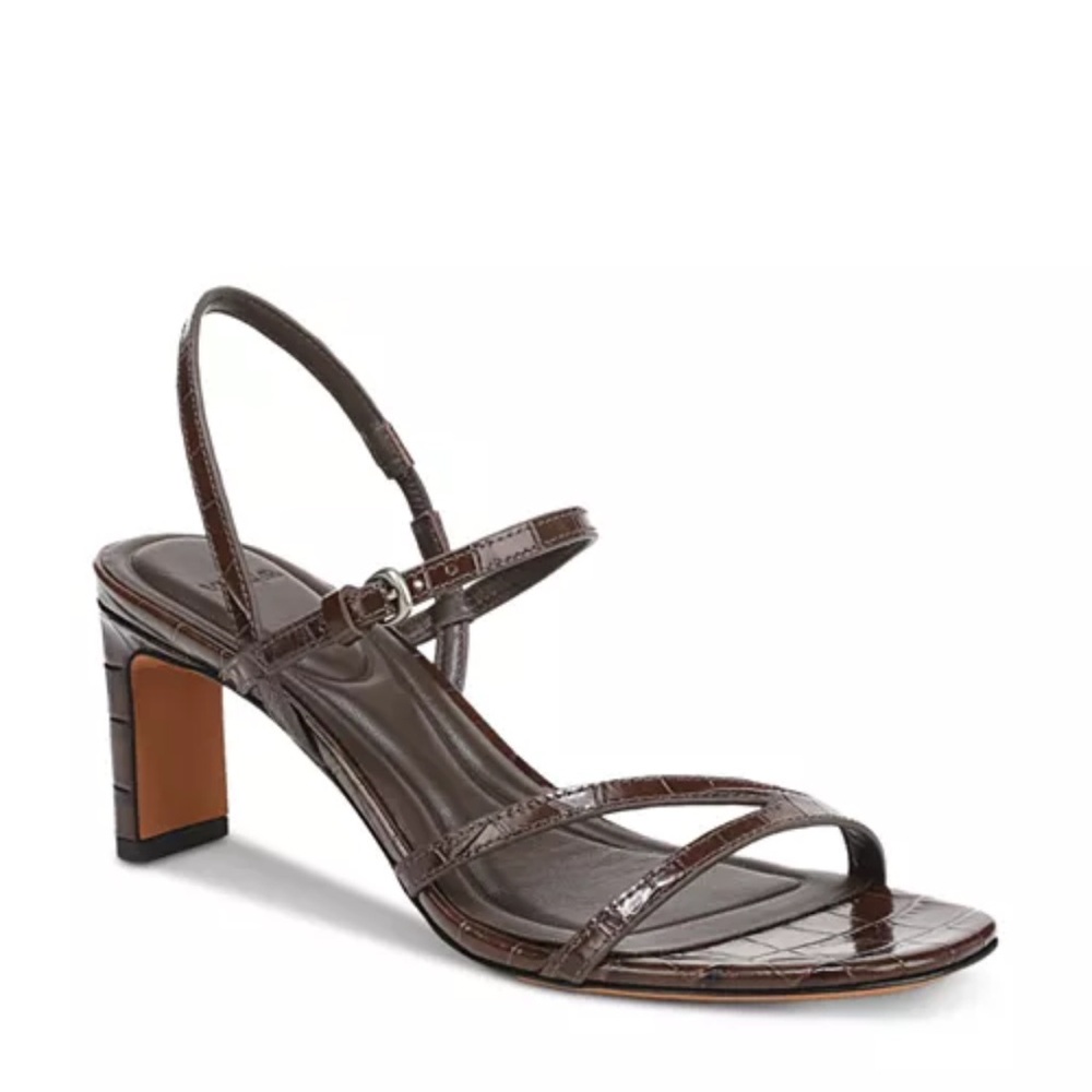 New Vince Marcela Brown Croc Strappy Heels